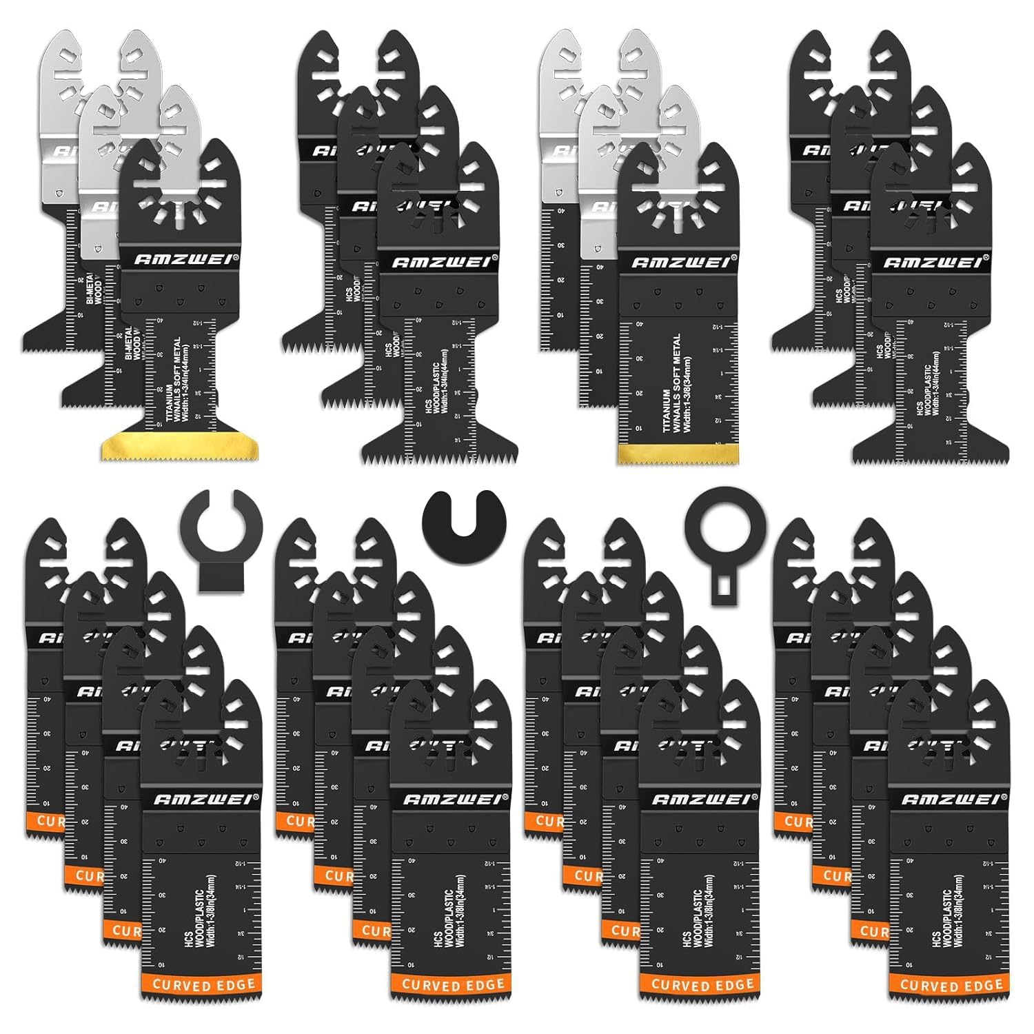 30 PCS Oscillating Saw Blades, Professional Universal Titanium Multitool Blades for Wood Metal, Quick Release Multi Tool Blades Kits Compatible with Dewalt Ryobi Milwaukee Rockwell Fein