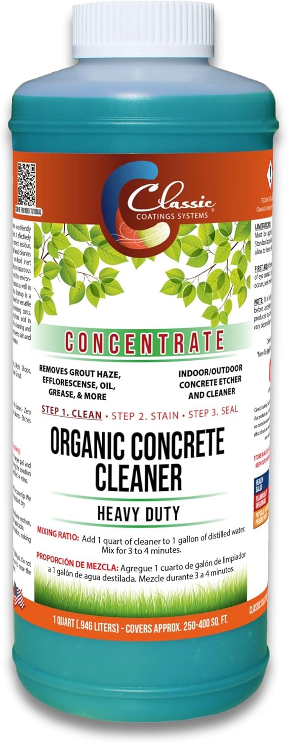 Classic Coatings | Eco Concrete Cleaner Concentrate | Indoor/Outdoor | Environmentally Safe, Non-Toxic, Easy to Use | Cleans Concrete, Driveways, Garage Floors, Stone, Bricks & More