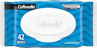 Cottonelle Flushable Wet Wipes for Adults, 1 Flip-Top Pack, 42 Wipes, Alcohol-Free, Plastic Free