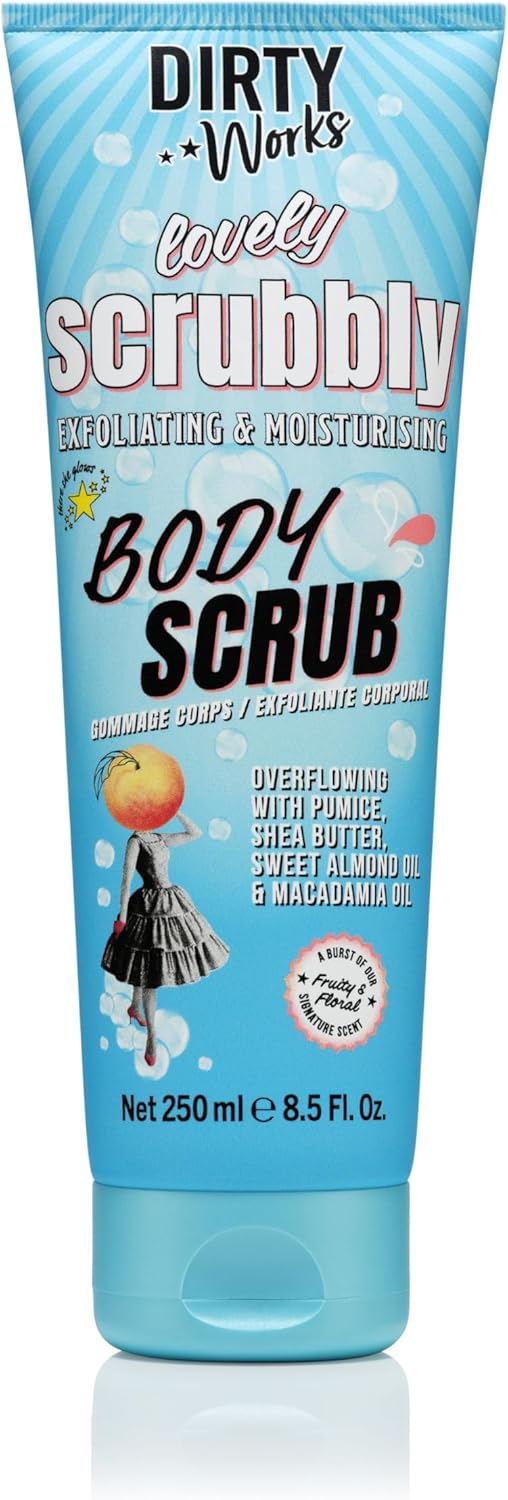 Dirty Works Lovely Scrubbly Shea Butter Body Scrub, Soft Exfoliating & Hydrating Skin Scrub, 250ml