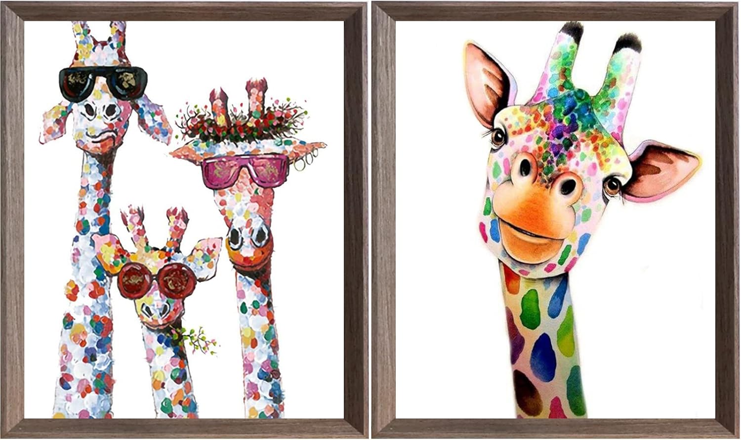 VEGCOO 2 Packs Embroidery Cross Stitch Kits for Beginners Adults, Pre-Printed Stamped Giraffe Embroidery Kits 11CT Needlework Kit DIY Artwork for Adults Kids Girls Home Wall Decoration(30x40cm)