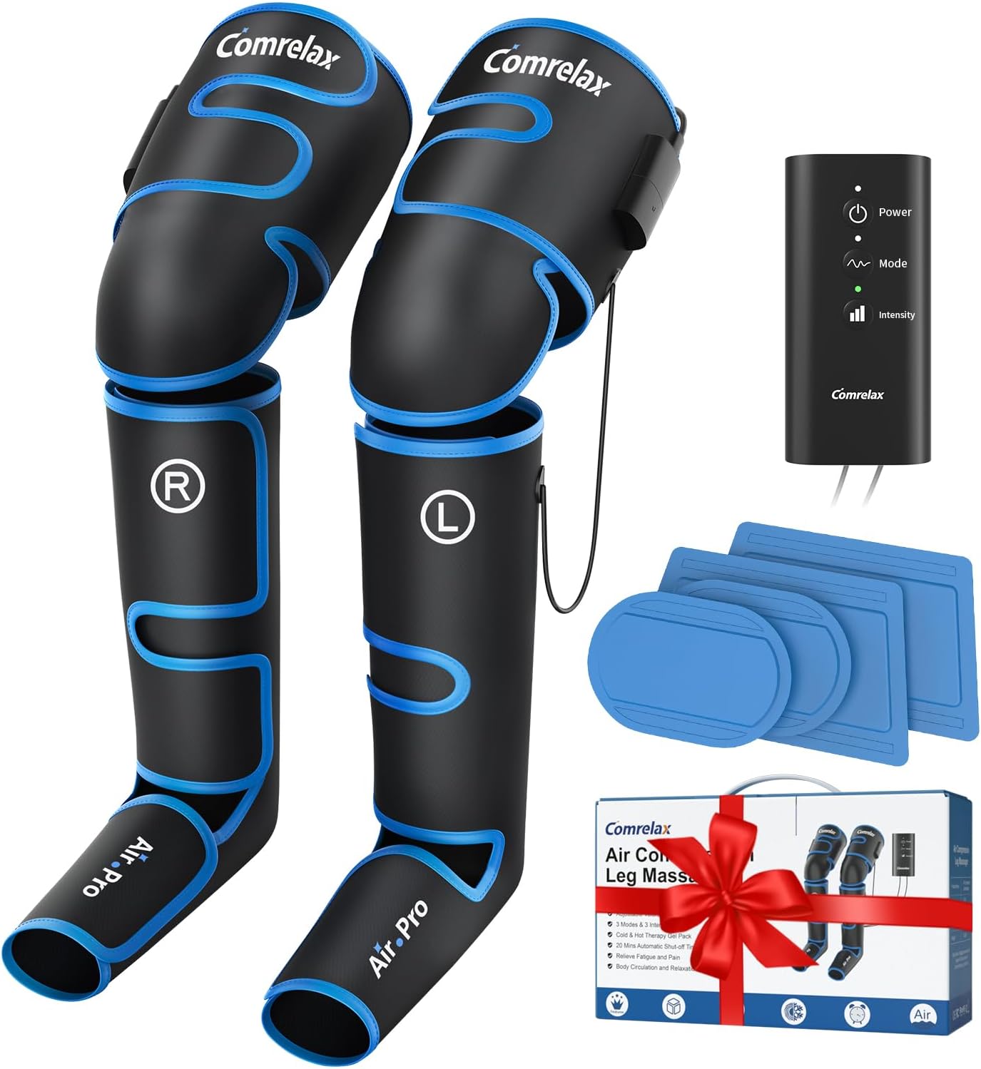 Leg Massager with Air Compression, Full Leg Massager with Cold Therapy for Circulation and Pain Relief, 3 Modes 3 Intensities Sequential Compression Device for Foot Calf and Thigh