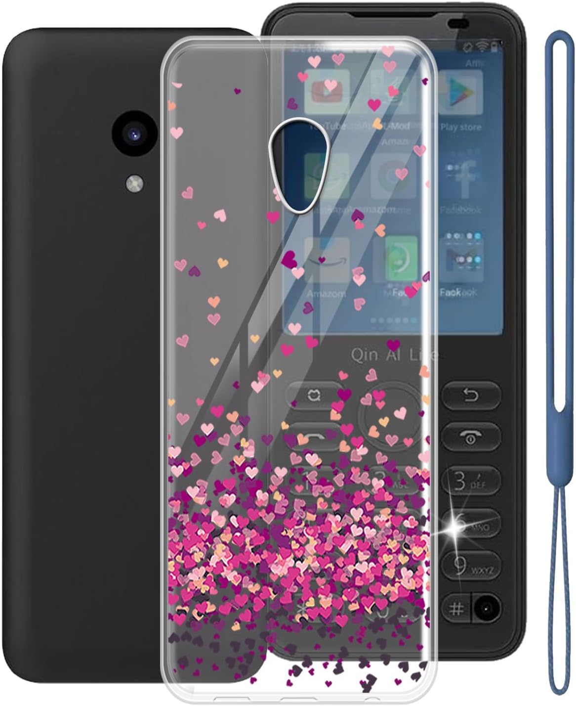 KJYFOANI Phone Case for Xiaomi Qin F21 Pro (2.80"), Shockproof Bumper Soft Shell Cases for Xiaomi Qin F21 Pro/Plus, Transparent Anti-Scratch Back Cover [Ultra Slim X Anti-Yellow] - Pink Love