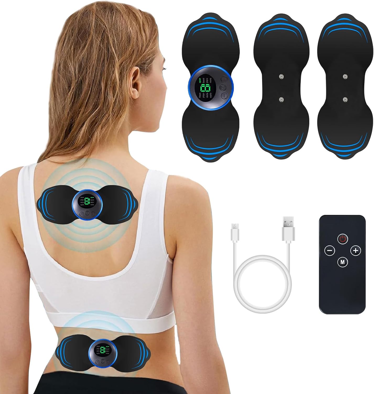 Nerve Muscle Stimulator for Pain Management,Wireless TENS Machine for Pain Relief,with 19 Adjustable Modes, 2 Pads,Rechargeable TENS Unit for Back,Neck,Shoulder,Knee,Arthritis Sciatica Cramps Pain