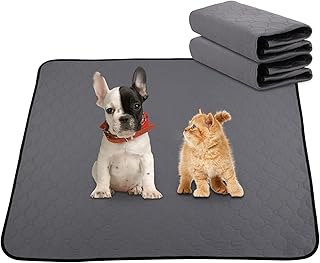 2 Pack Reusable Dog Pee Pads,Dogs Waterproof Puppy Potty Training Pee Pad,Washable Training Pads Rounded Corners Pet Mats,Lightweight Pad Dog Mat Pet Supplies,Grey,Size S 23.6 x 18.5