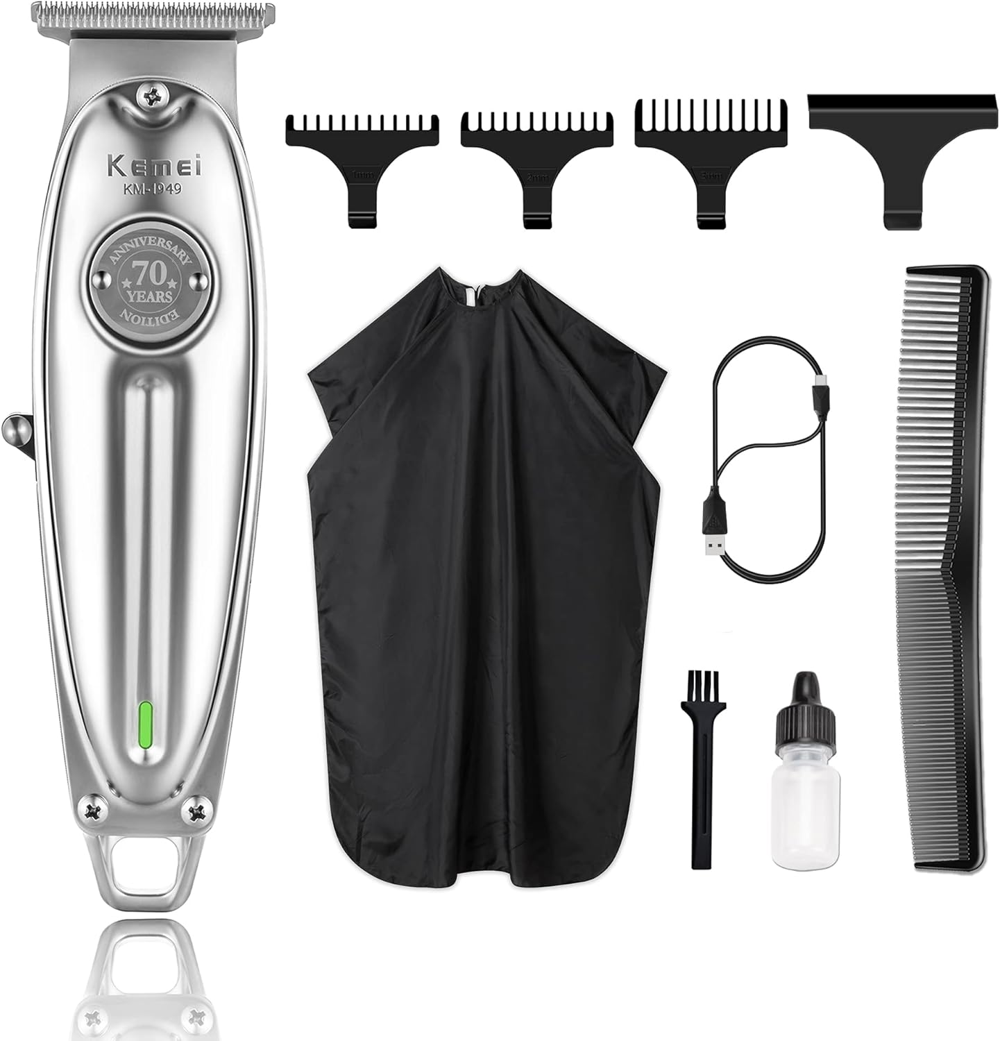 Kemei Professional Hair Clippers Beard Trimmer for Men T-Blade Barber Grade Electric Clippers All-in-One Grooming Solution Cordless Father Day Gifts