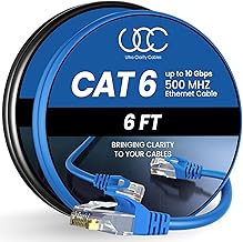 Cat 6 Ethernet Cable 6 Ft 2 Pack, Cat 6 Cable Outdoor&Indoor, High Speed 10Gbps Internet Network Cable, Cat6 Ethernet Patch Cable Long, Computer LAN Cable for Router, Modem, PS4/5 - Blue & Black