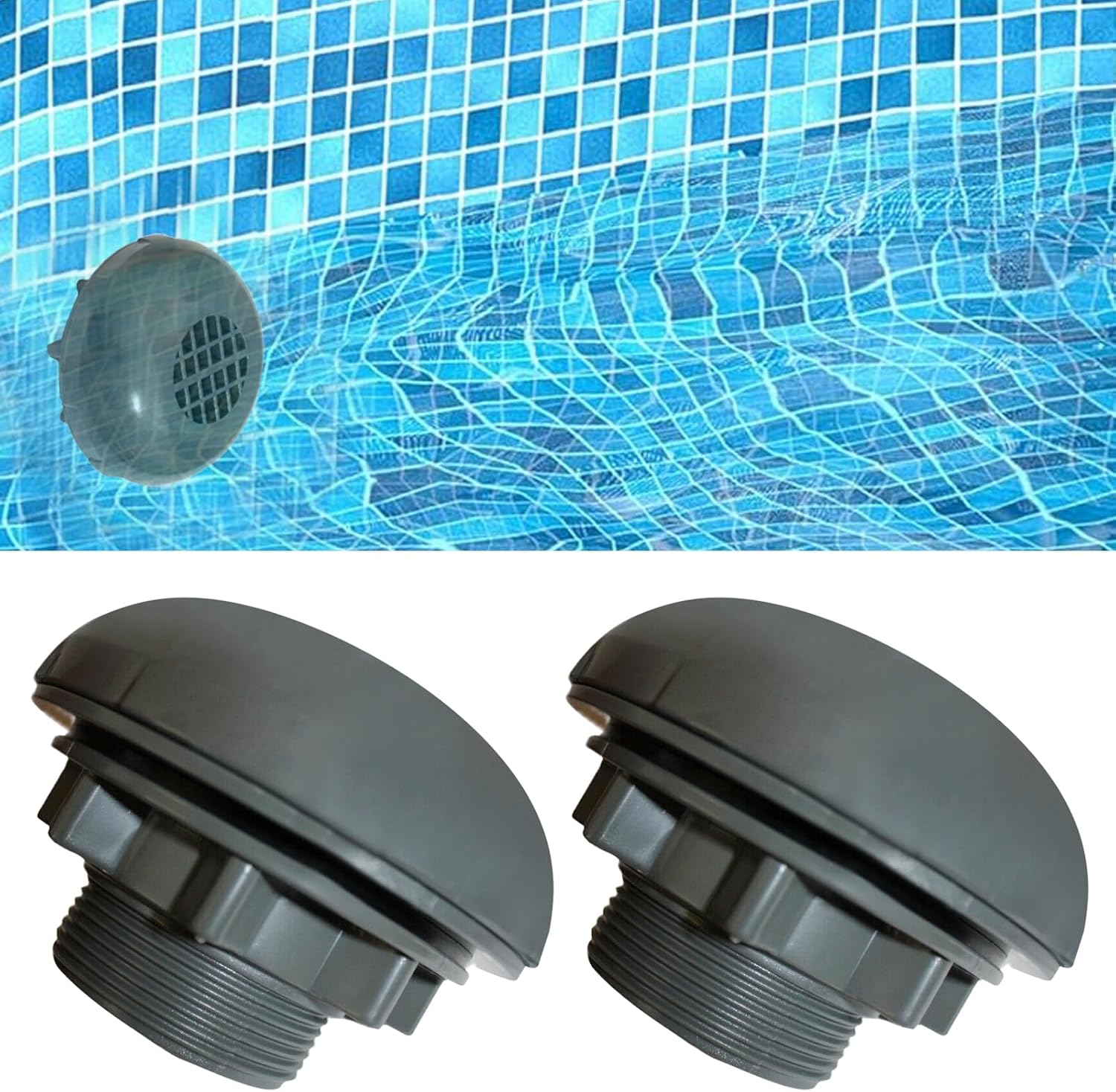 Inlet/Outlet Valve Compatible with Coleman, Intex, Bestway, Above Ground Pool Filter Pump, Pool Pump Replacement Parts, for 1-1/2 Inch Hose (Set of 2, A)