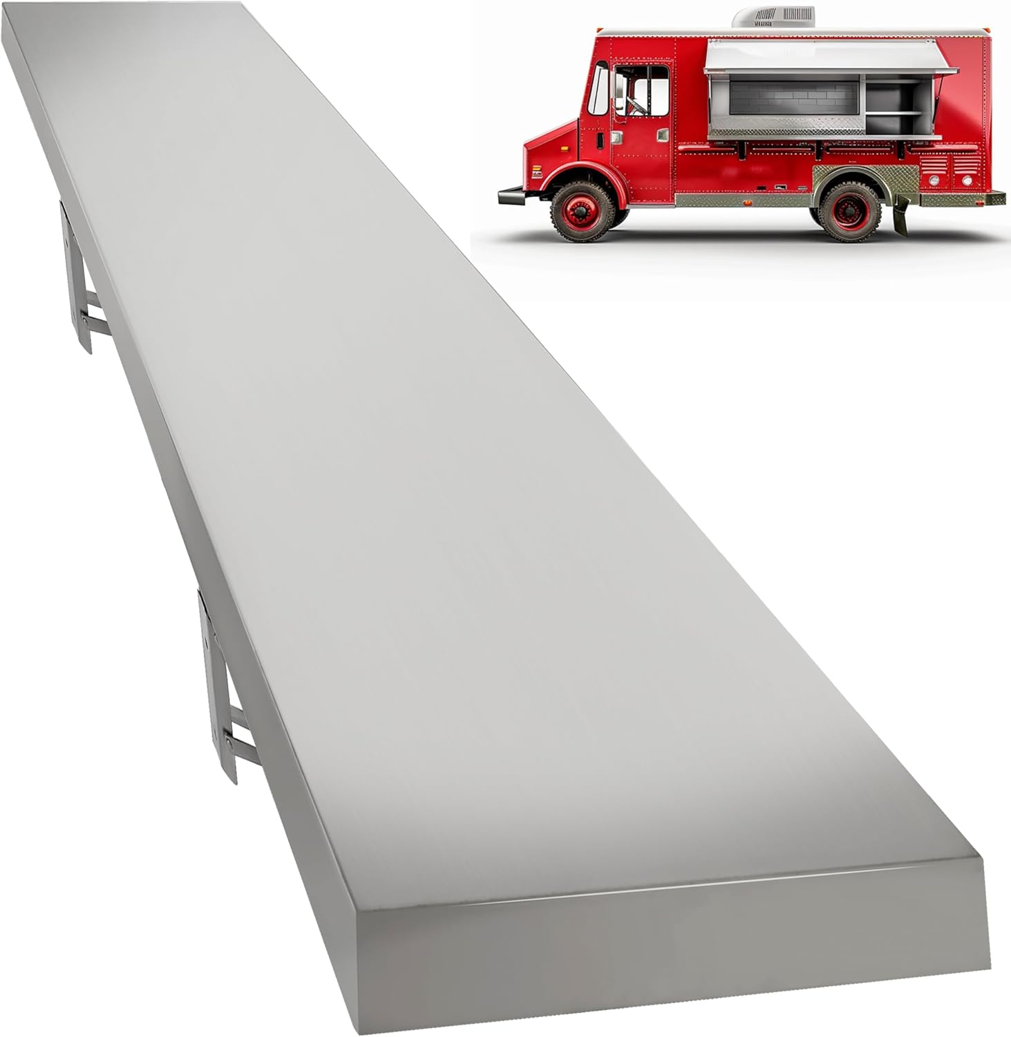 KUAFU 70.8L x 11.6W Folding Concession Window Shelf Stand Serving Wall Mounted Shelf for Food Truck Restaurant Bar Utility Room Kitchen Garage Heavy Duty Stainless Steel (66 LBS Loading Capacity)