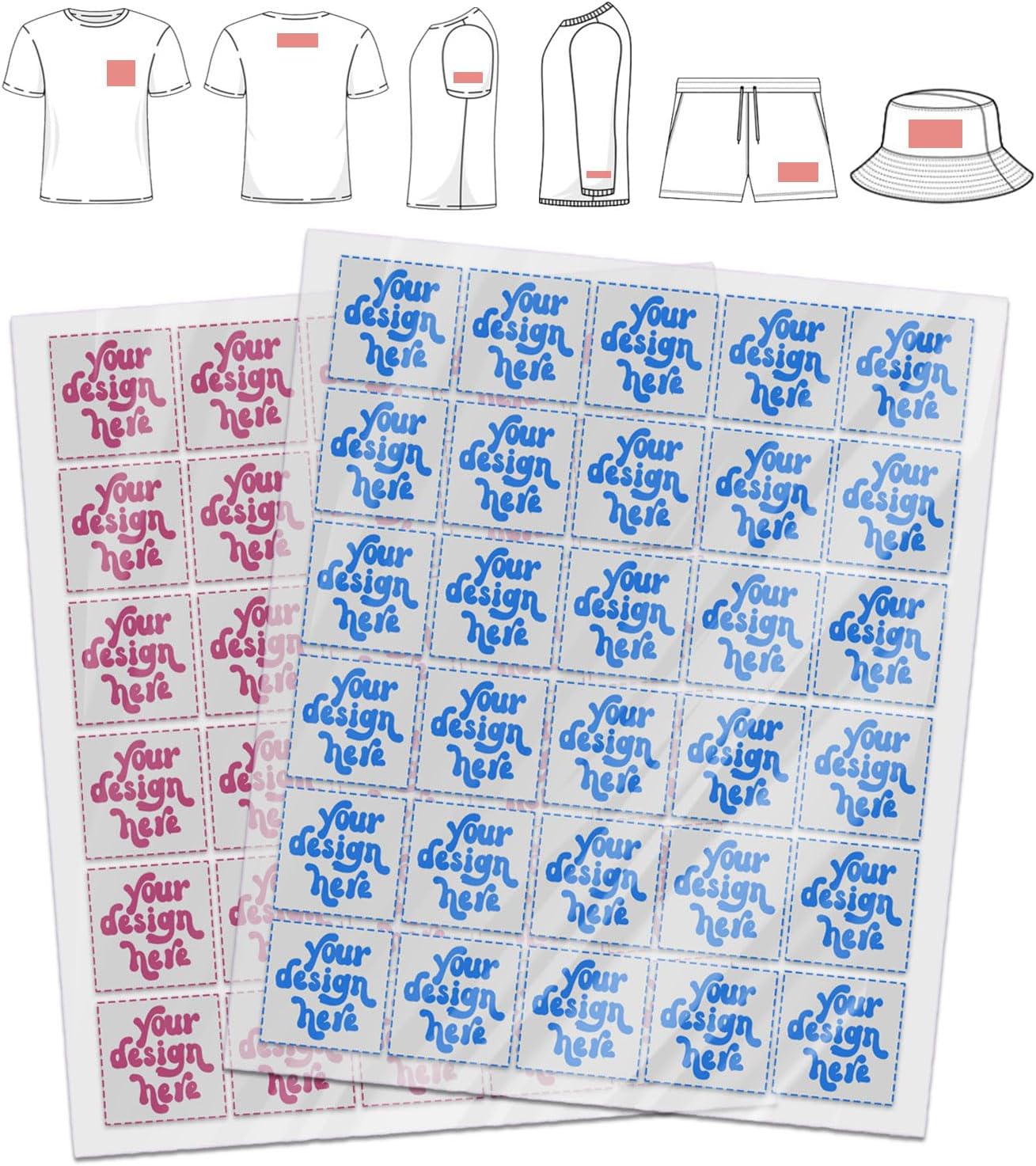 2/3/4/5/6/10 inch Your Logo Iron on Transfers Personalized Customer for T-Shirts/hat/Pants Decals Heat Transfer Sticker for Clothes DIY Decorations DTF Transfer Ready to Press