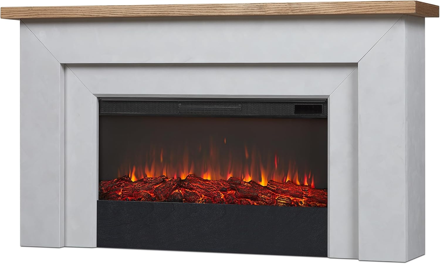Real Flame Malie 68" Landscape Electric Fireplace with Mantel for Living Room or Bedroom, Replaceable Fireplace Insert Heater, Realistic Log and Flame Effect, Remote Control, Timer