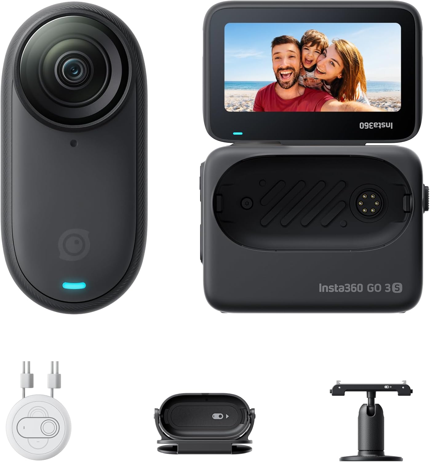 Insta360 GO 3S - 128 GB Black 4K Tiny Portable Vlogging Camera, Hands-Free POVs, Mount Anywhere, Stabilization, 140 Min Battery Life, 10m Waterproof, Pet POV