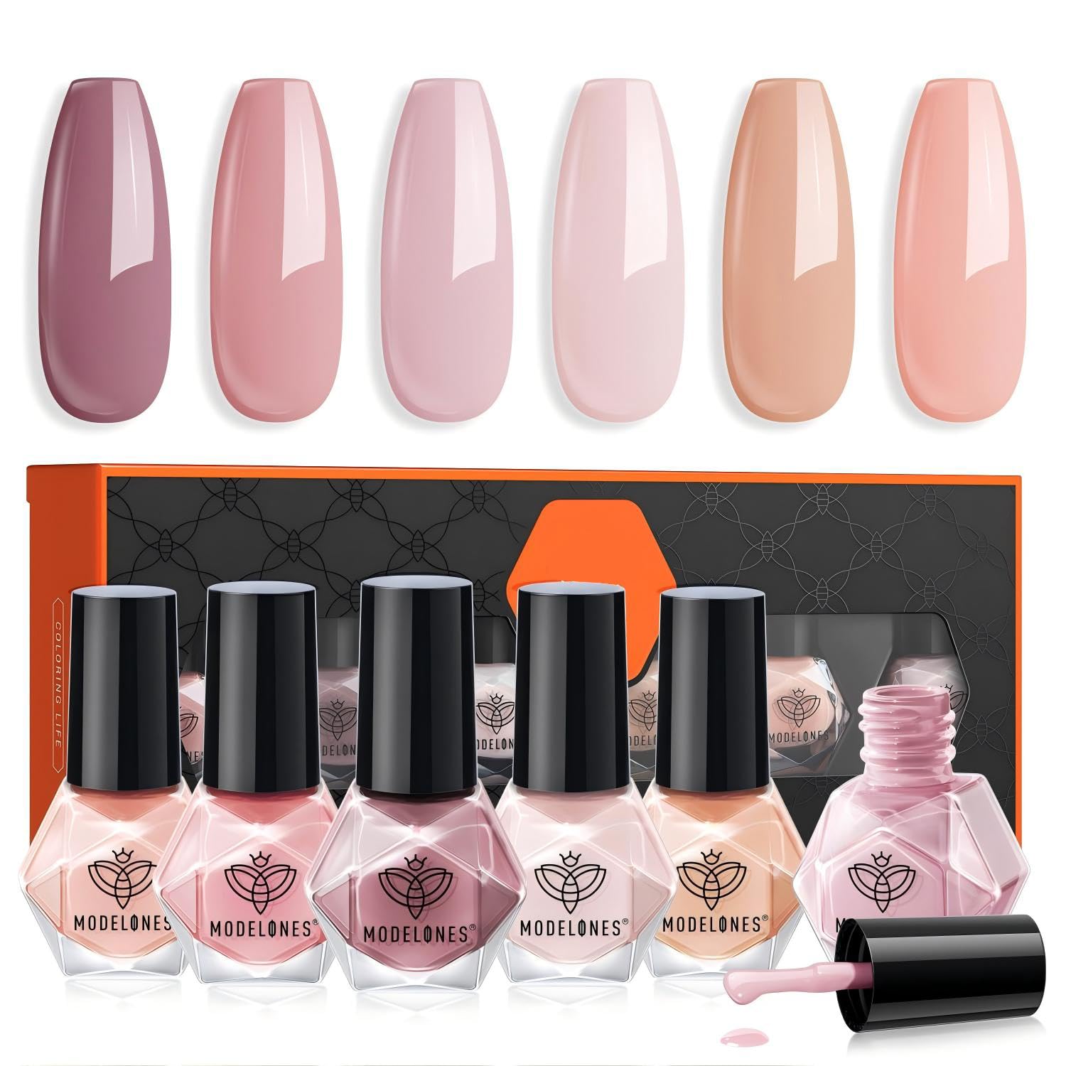 modelones Nail Polish Set 6 Colors Neutral Nude Pink Fall Winter Quick Dry Mini Finger Bulk Manicure Kit Diy Nail Art Home Salon Gifts For Women Girls