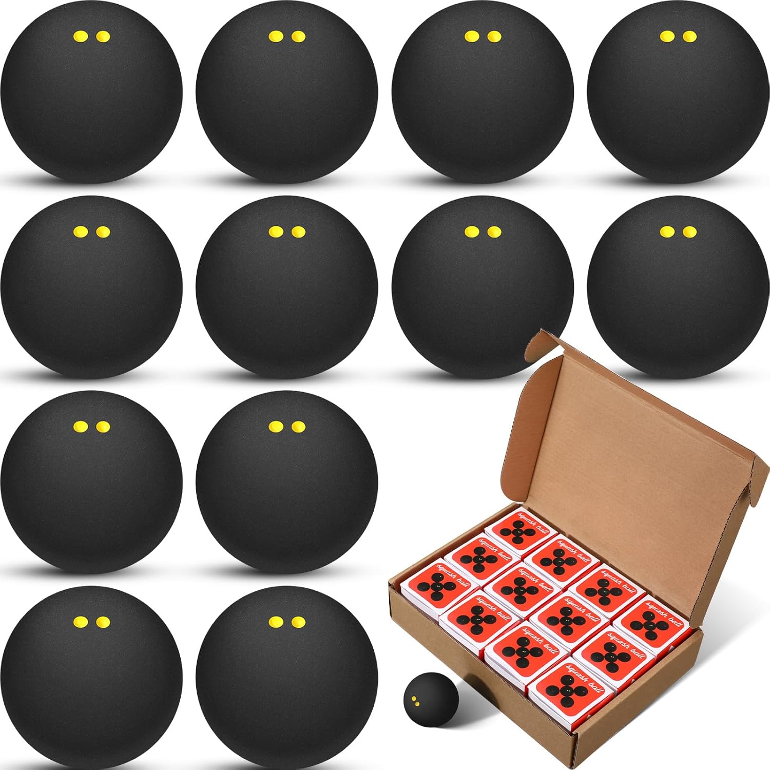 12 Pcs Squash Ball Professional Squash Ball High Reliability Practical to Use Excellent Performance Rubber for Training Practice and Competition