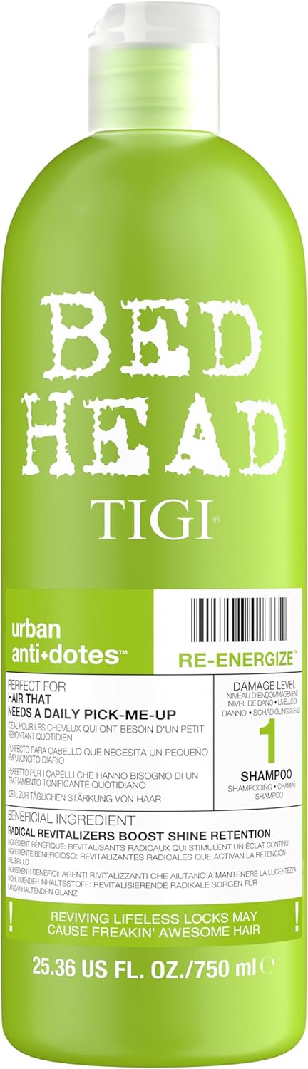Bed Head by TIGI - Urban Antidotes Re-Energise Shampoo - Ideal for All Hair Types - 750 ml