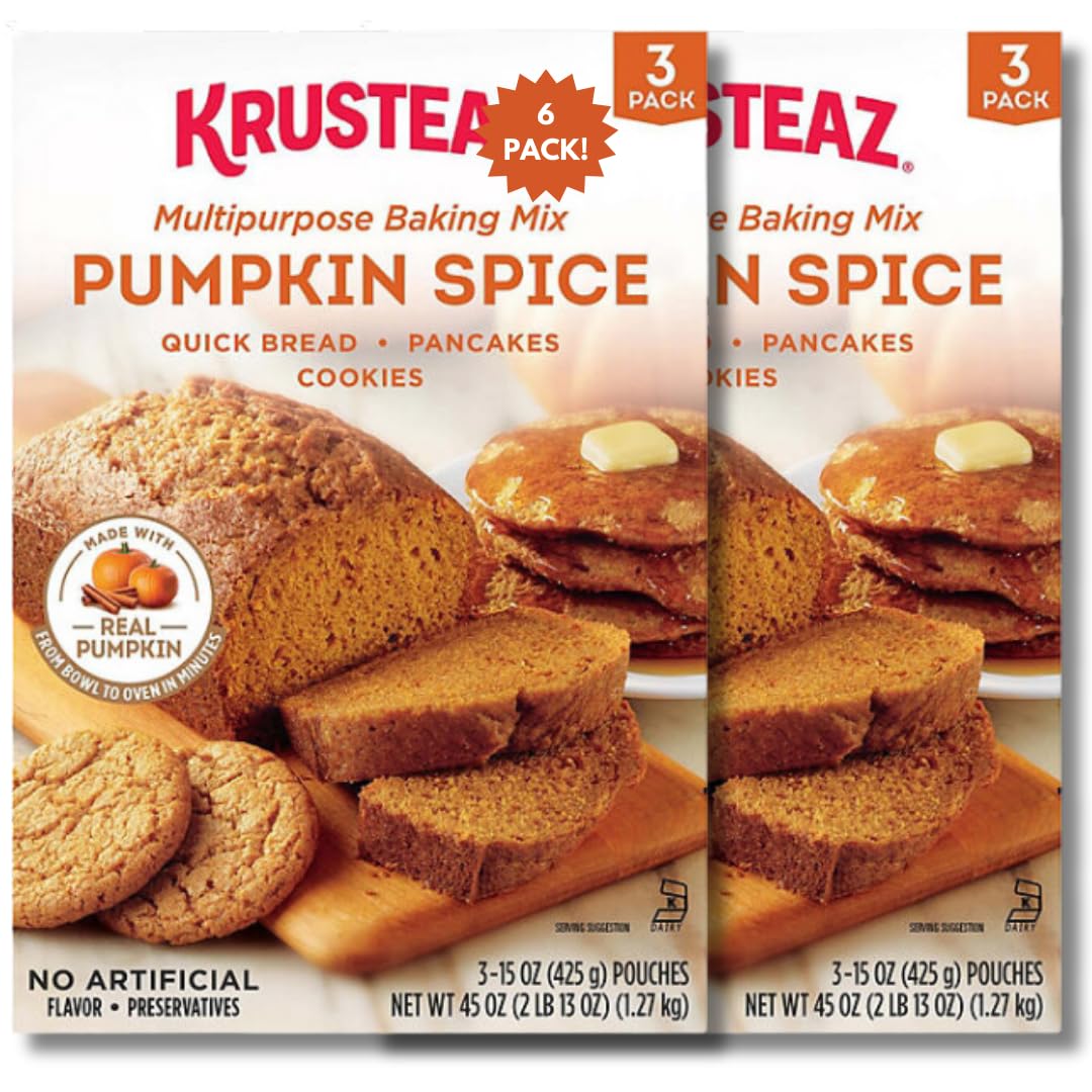 Kruste Pumpkin Spice Multipurpose Baking Mix Bundle – 6 Pack (15 oz. Each)