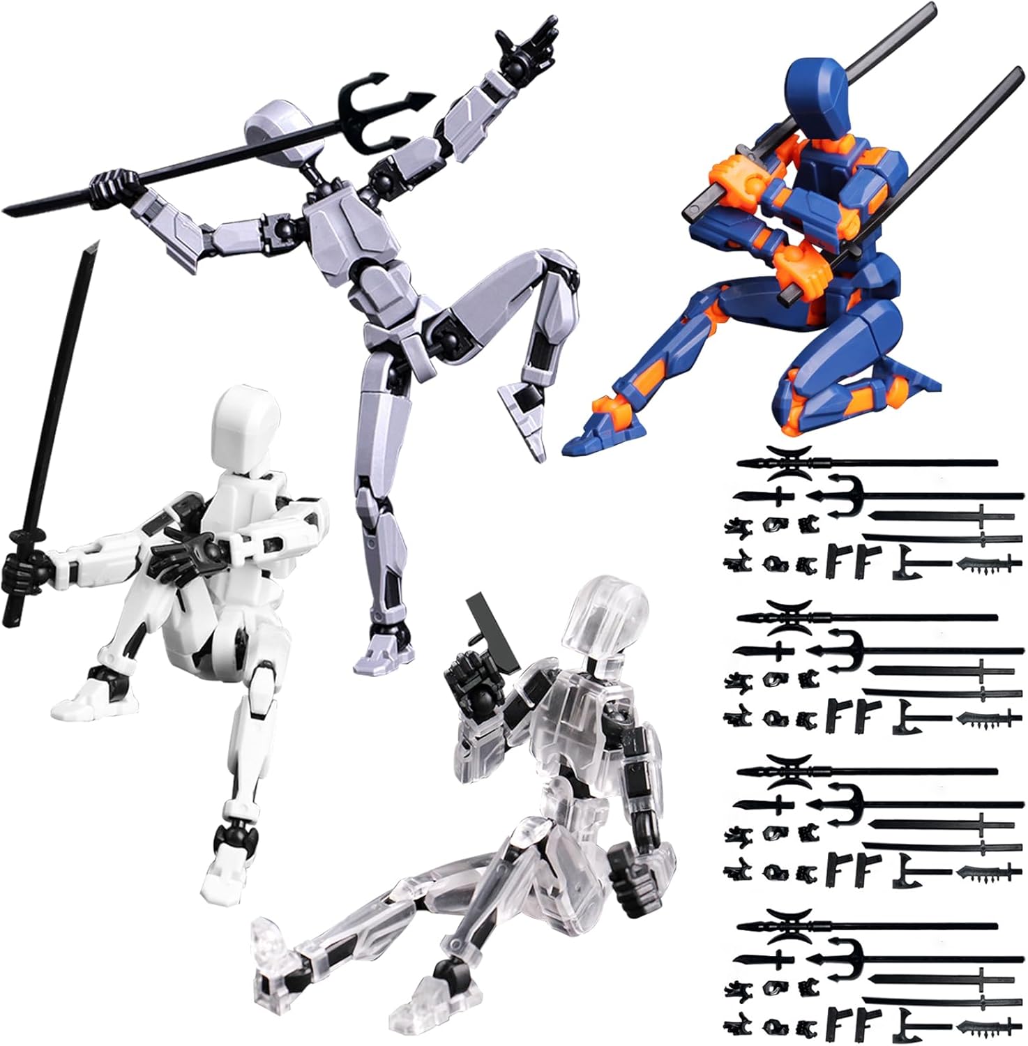 EDLMKM 4 PCS T13 Action Figure Set (Assembly Completed), 3D Printed Multi-Jointed, Dummy 13 Action Figure, Multi-Jointed Movable Robot Toys, Desktop Decorations for Game Lovers Toys