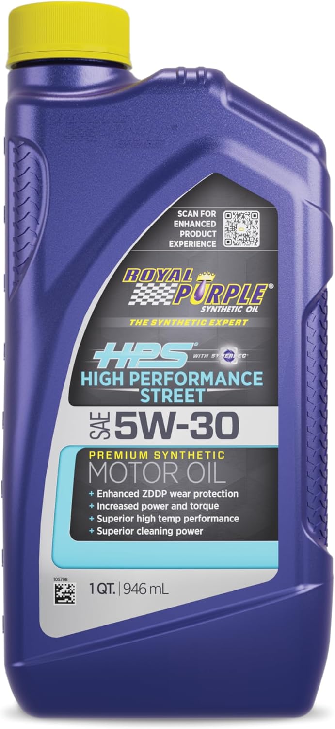 Royal Purple (36530-6PK HPS 5W-30 Synthetic Motor Oil with Synerlec Additive Technology - 1 Quart, (Case of 6)