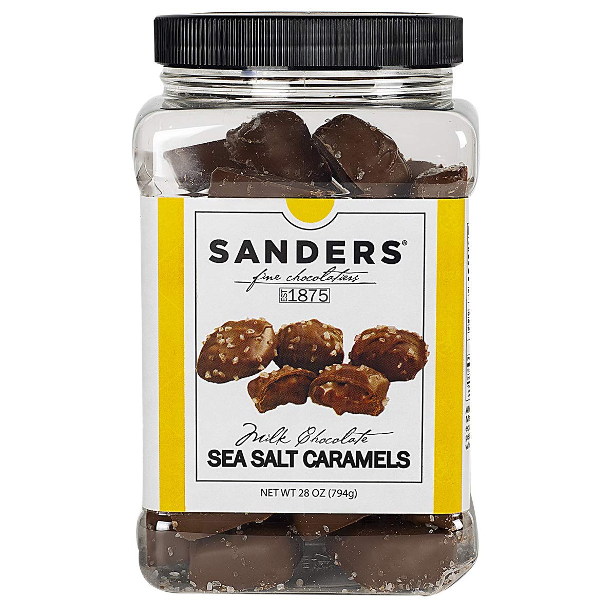 Sanders Milk Chocolate Sea Salt Caramels, Kettle Cooked Caramel Covered in Milk Chocolate, 28 oz Gift Tub