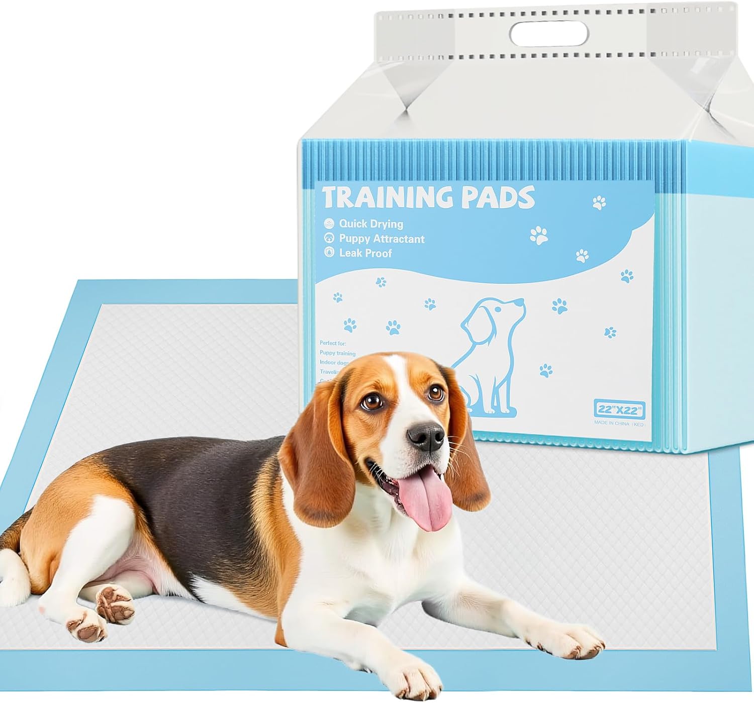 Puppy Pads 22"x22" Regular Size, 100 Count Dog Pee Pads for Potty Training, 6-Layer Ultra Absorbent Leak-Proof Training Pads with Quick-Dry Surface