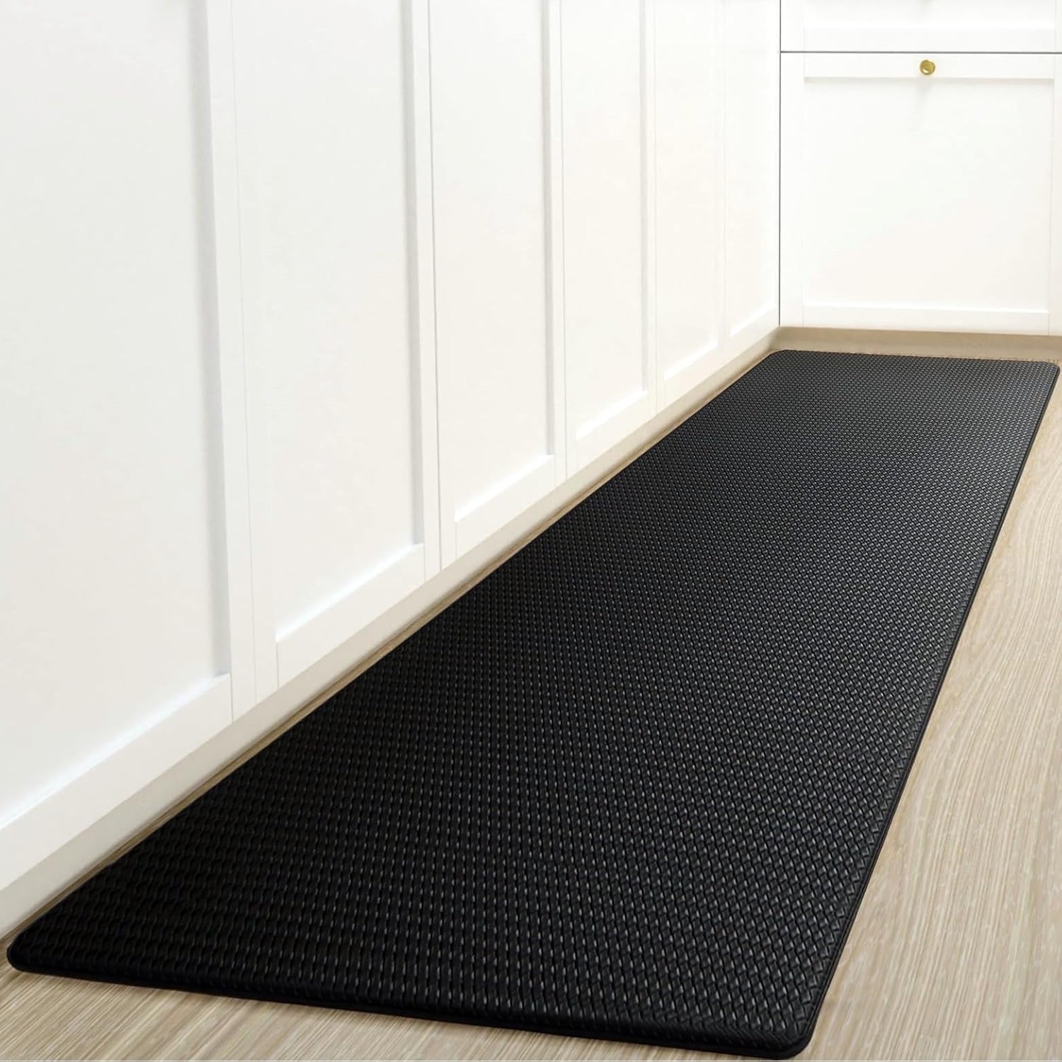 Harmon Wandyer Waterproof Kitchen Mat Sets, Non Slip Floor Mats, Wide Absorbent Anti-Fatigue Washable Kitchen Runner Rugs for Home, Office - Steprite Comfort Standing Mats, Black 17.3"x59"