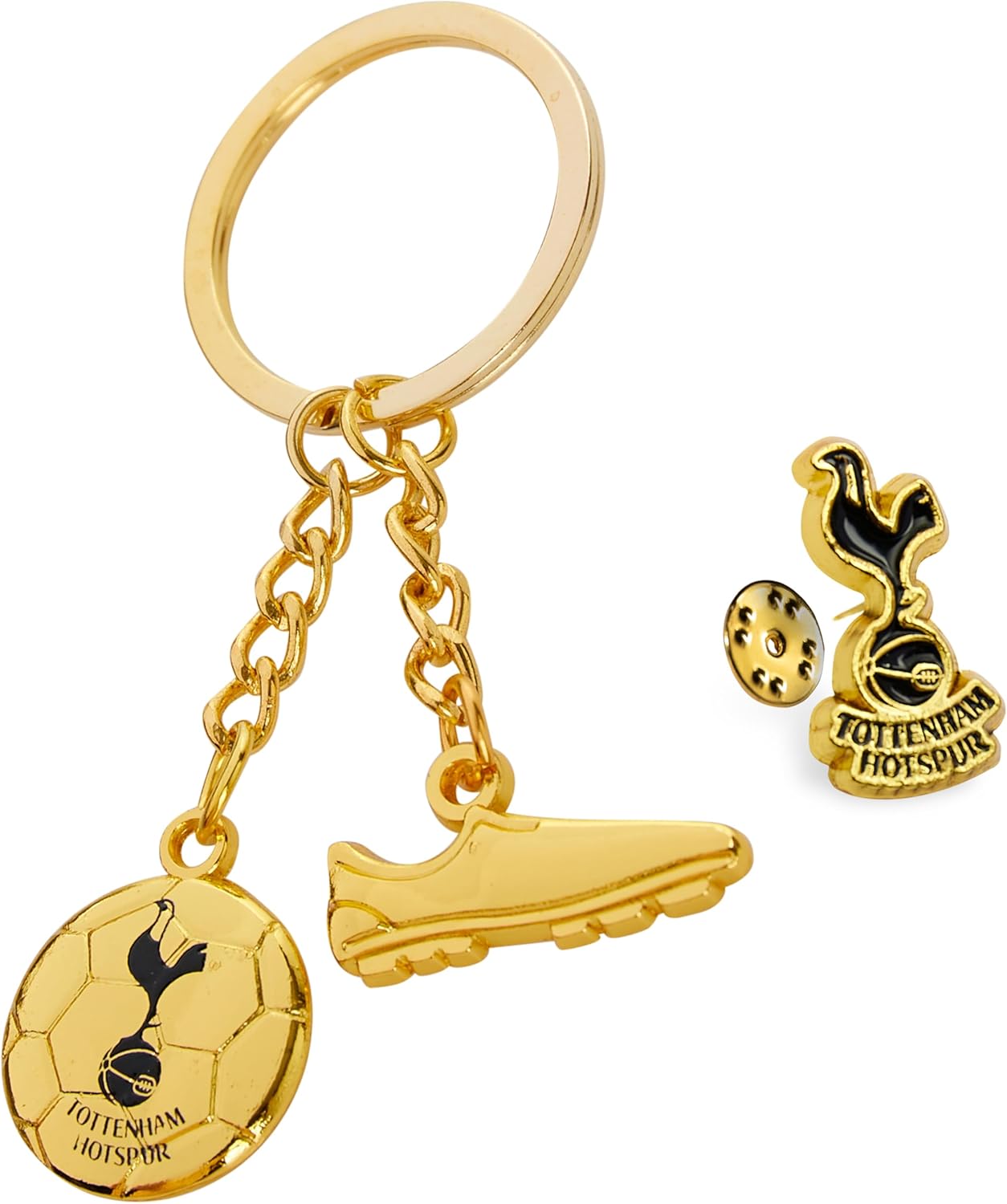 Tottenham Hotspur F.C. Keyring and Pin Badge Gift Set, Supporters Gear - Spurs Gifts