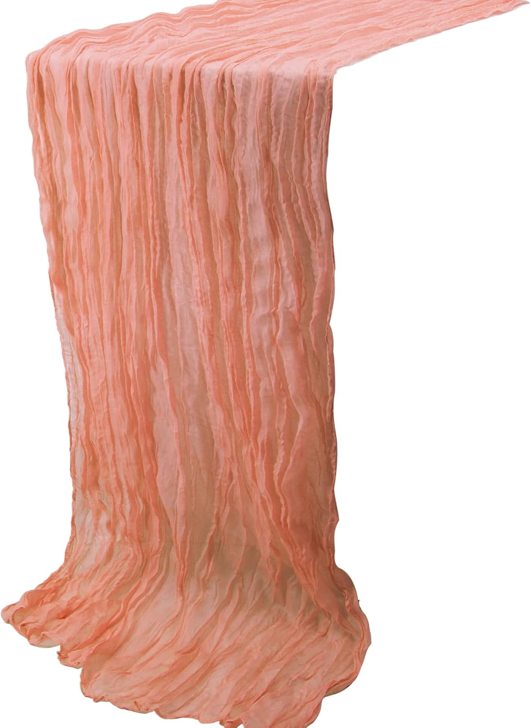 Time to Sparkle 2PCS Cheesecloth Table Runner 90X400CM Vintage Gauze Romantic Table Runner for Wedding Bridal Shower Birthday Party Table Decor Peach