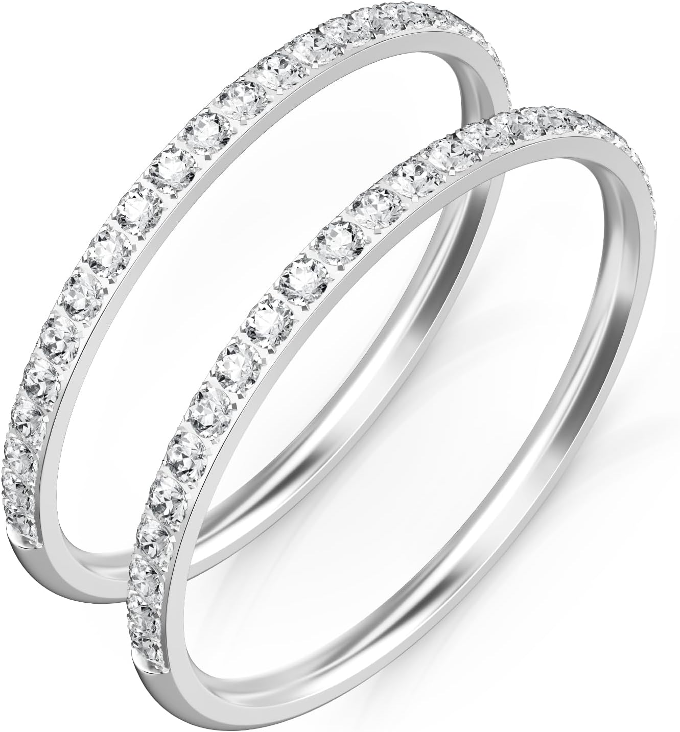 ZOOROO 2-Pack 14K Gold Plated Stacking Rings for Oura Ring 5/Gen 4/4 Ceramic/Gen 3, RingConn Gen 3/Gen 2 Air/Samsung Galaxy Ring/Ultrahuman, Cubic Zirconia Simulated Diamond Stack Rings for Women