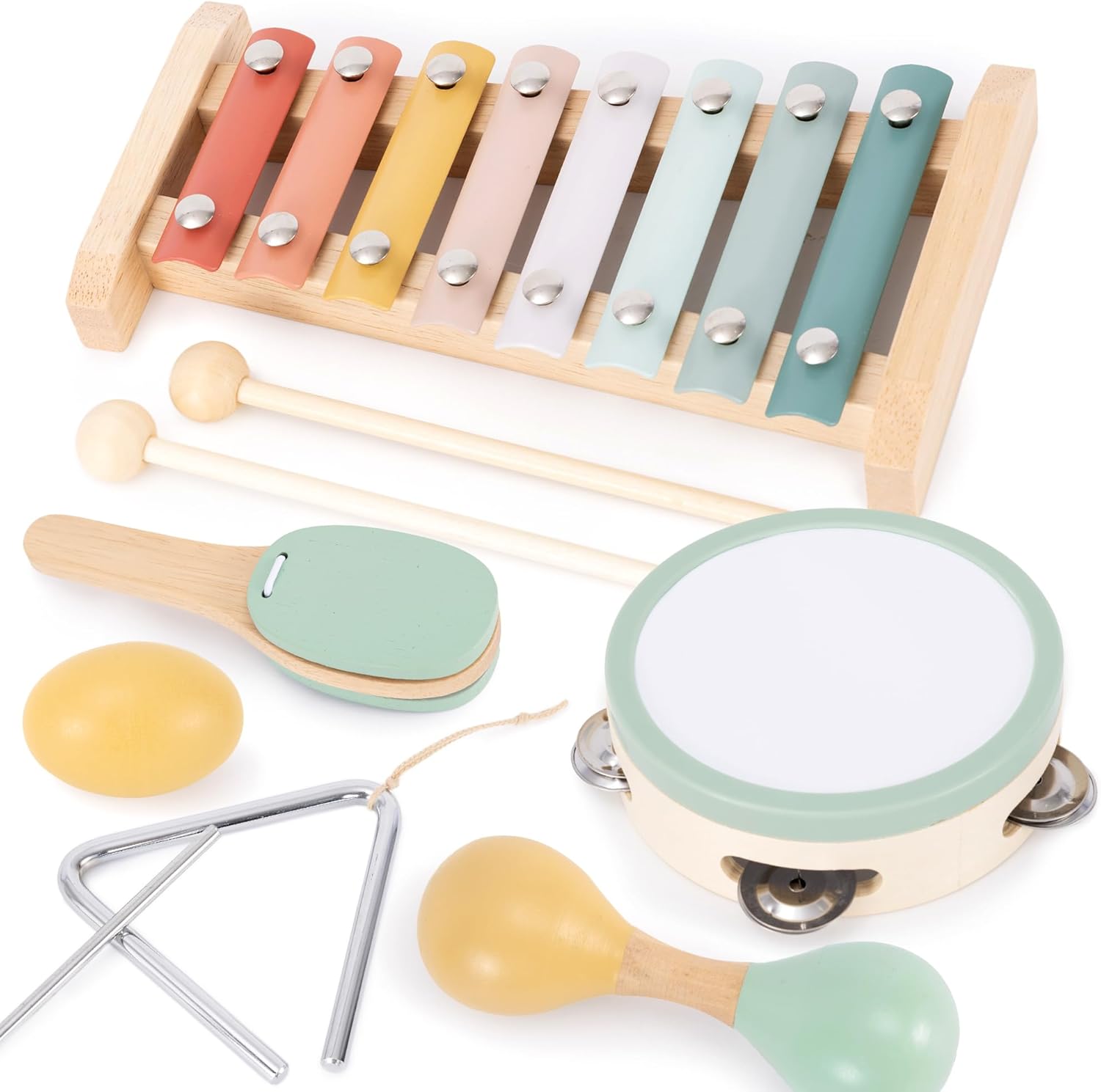 Fun Musical Instruments for Toddlers - The Perfect Wooden Instruments for Little Ones to Explore Sounds Through Play - Great Montessori Toy Gift for Babies, Toddlers 1-3, and Kids - Incl. Xylophone