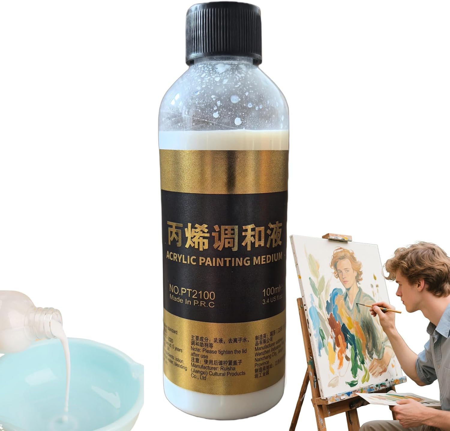 Flow Aid for Acrylic Paint, Medium Retarder | Mixing Thinner, Liquid Improver for Color Blending Palette Preparation, Crafts Projects Miniatures Models Students Teachers 100ml