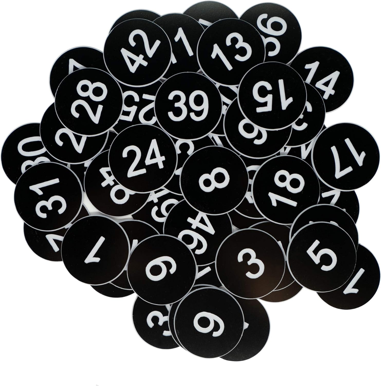 StayMax Plastic Number Tags Engraved Numbered Tags Without Hole (1-50, Black)
