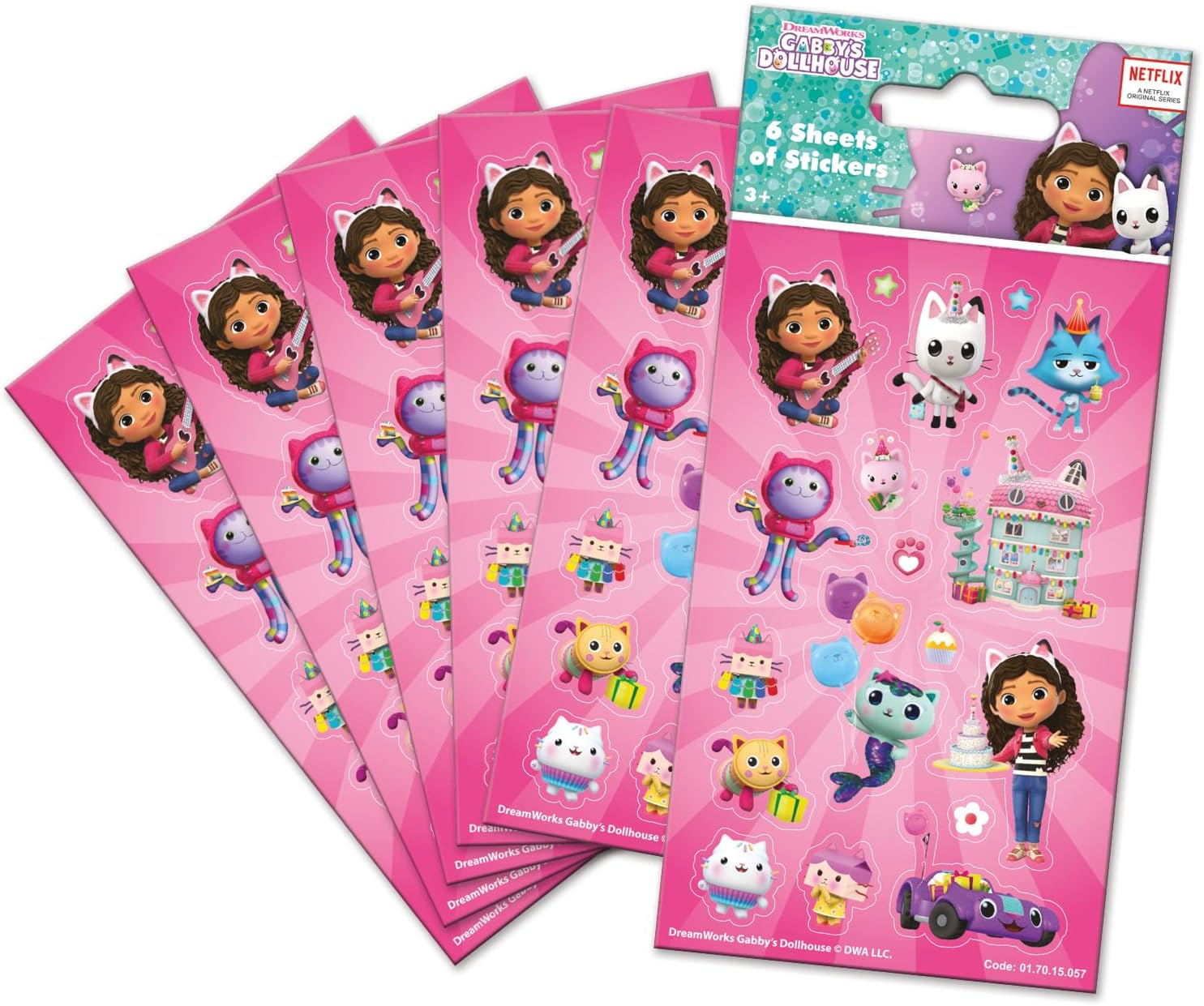 Paper Projects Gabby's Dollhouse Party Bag Stickers (6 Sheets) - Official Licensed Product - Perfect as Party Bag or Stocking Fillers, 12.5cm x 7.5cm