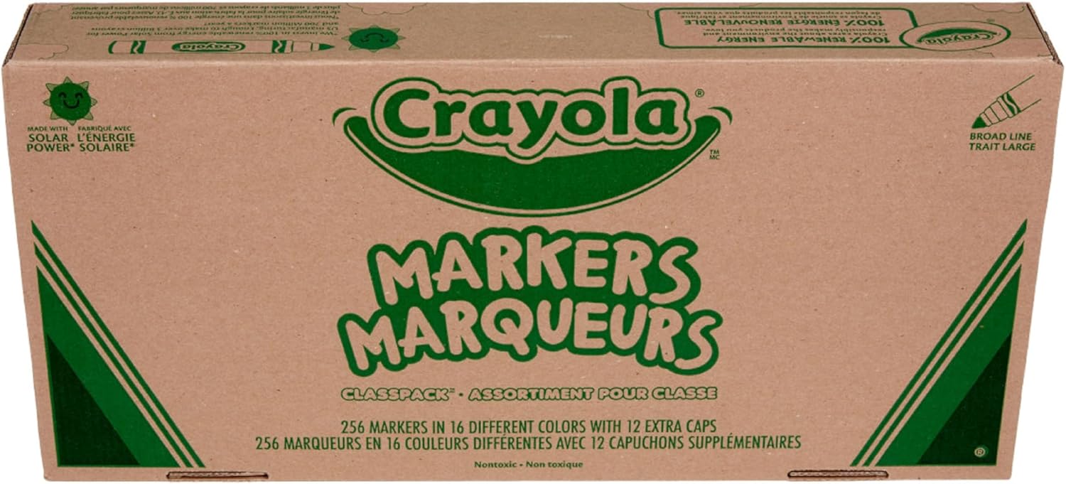Crayola Broad Line Markers Classpack (256 Ct), Bulk School Supplies For Teachers, Kids Markers For School, Classroom Must Have