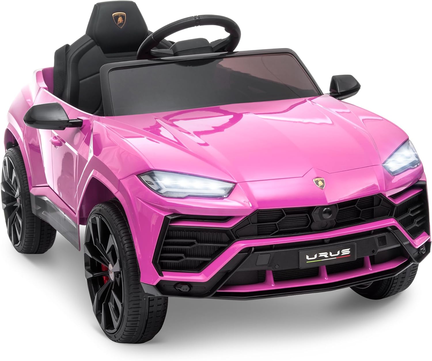 ENYOPRO 12V Licensed Lamborghini Urus Ride On Car, Electric SUV Car Power Wheel Toy w/Parent Remote Control, Music Player, FM Radio, LED Headlights, Soft Start, 2.5MPH Max Speed for Kids (Pink)