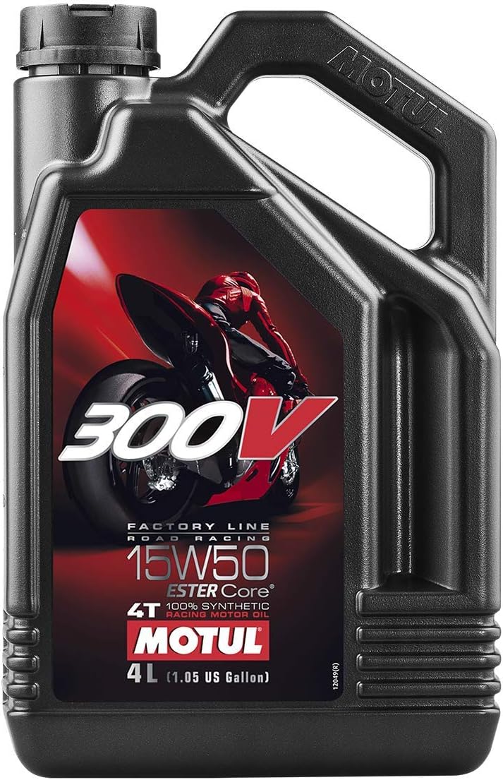 Motul 104129 300V Factory Line Road Racing 15W-50 Engine Oil 4T Full Synthetic Ester Core 4 Liter