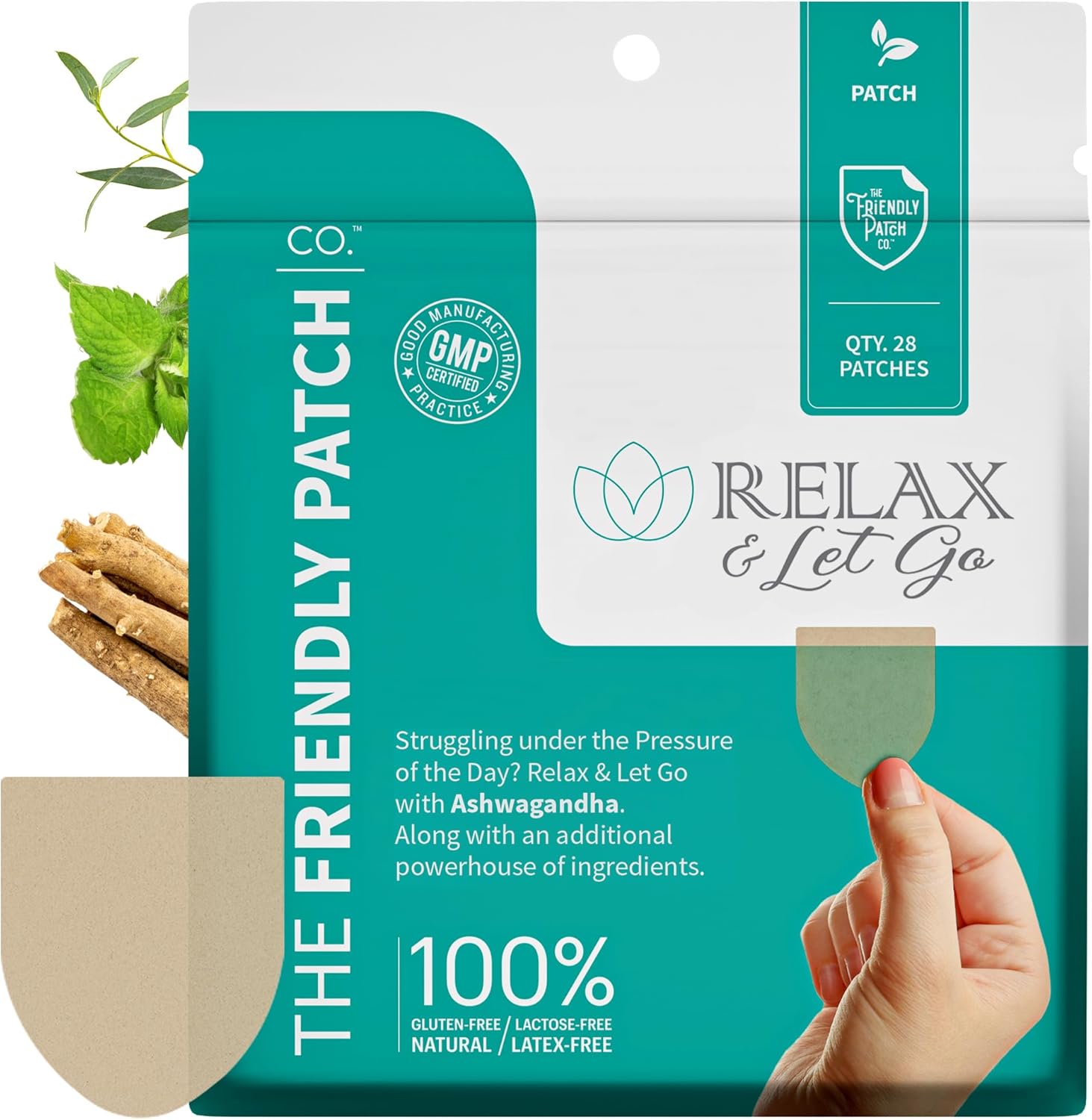 The Friendly Patch Relax & Let Go Patch - Calm Patches with Ashwagandha, GABA & Gotu Kola - Formerly Known as Zen Patches 28 Day