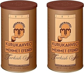 KURUKAHVECI MEHMET EFENDI Turkish Coffee, Arabica Beans, Roasted Ground,Rich Aroma, Fresh, Medium to Heavy-bodied, Original Taste Since 1871 (17.6 OZ / 500 Gr) Pack of 2