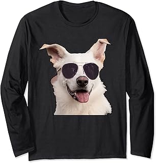 Dog With Sunglasses. Animal Puppy Doggy Pooch Mutt Fido Long Sleeve T-Shirt