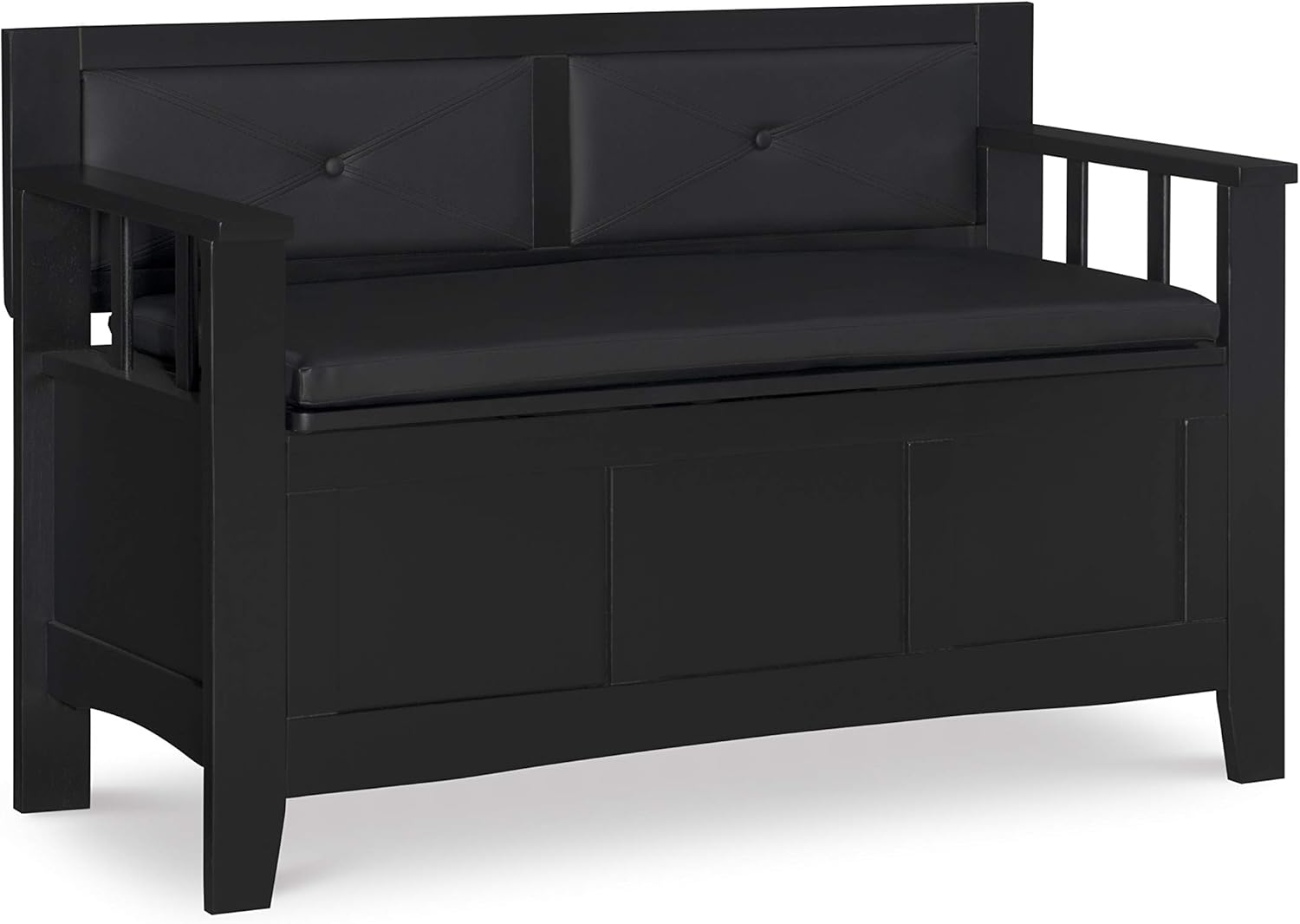 Linon Carlton Padded Bench, 44.5"W x 17"D x 30"H, Black