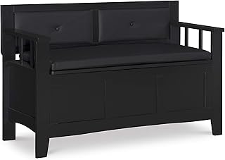 Linon Carlton Padded Bench, 44.5"W x 17"D x 30"H, Black