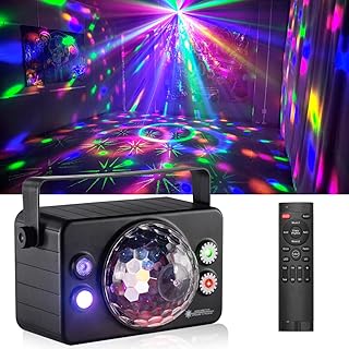 4 in 1 Party Lights Dj Disco Ball Light with Sound Activated and 6 Lighting Colors, LED Stage Strobe Lamp for Home Indoor Room Dance Parties Karaoke Club Show Bar Rave(Lampshade Diameter 5'')