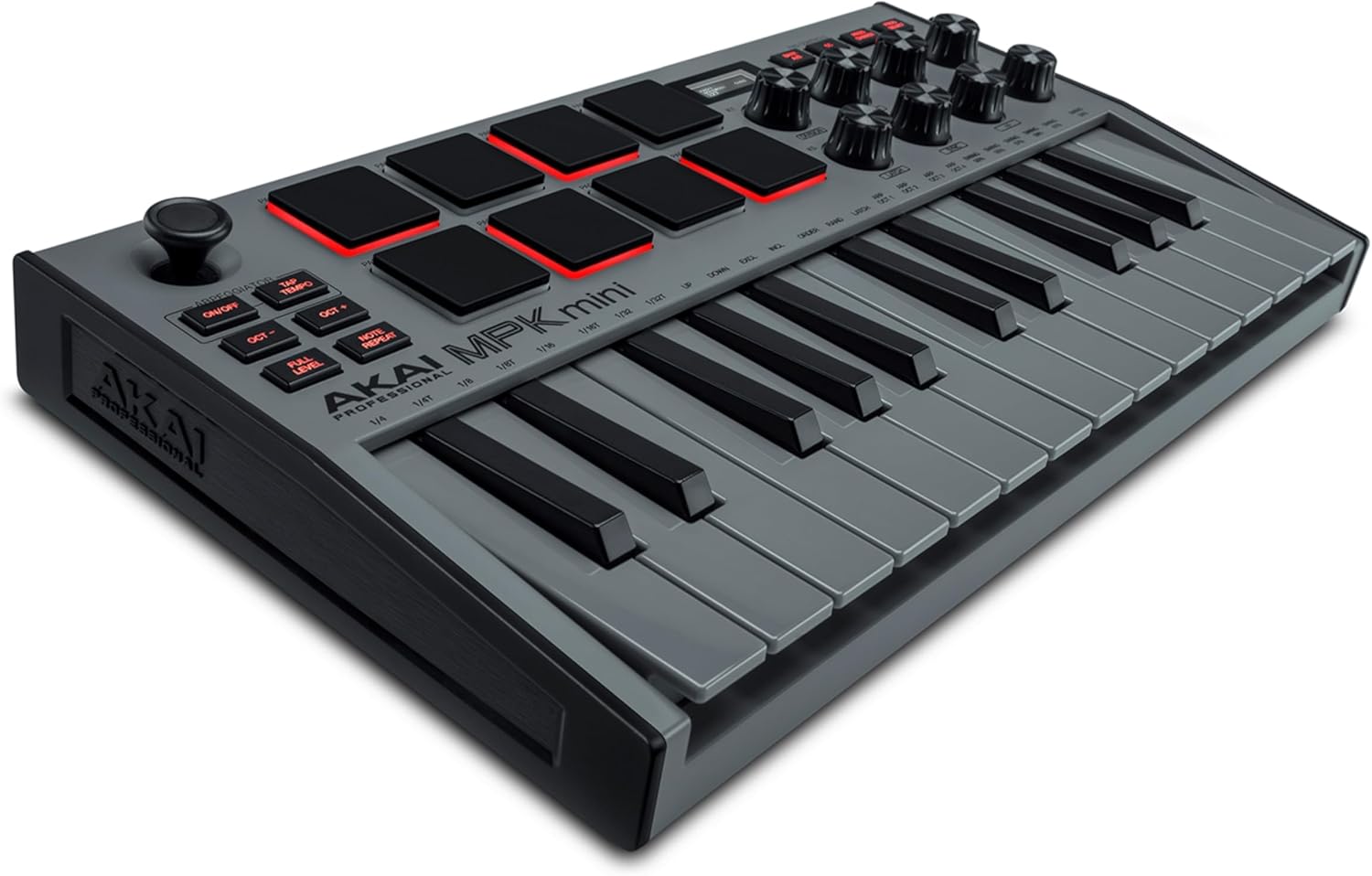 Akai Professional MPK Mini MK3 25 Key USB MIDI Keyboard Controller With 8 Backlit Drum Pads, 8 Knobs, Music Production Software and Native Instruments Sound Package (NKS Integration), Grey