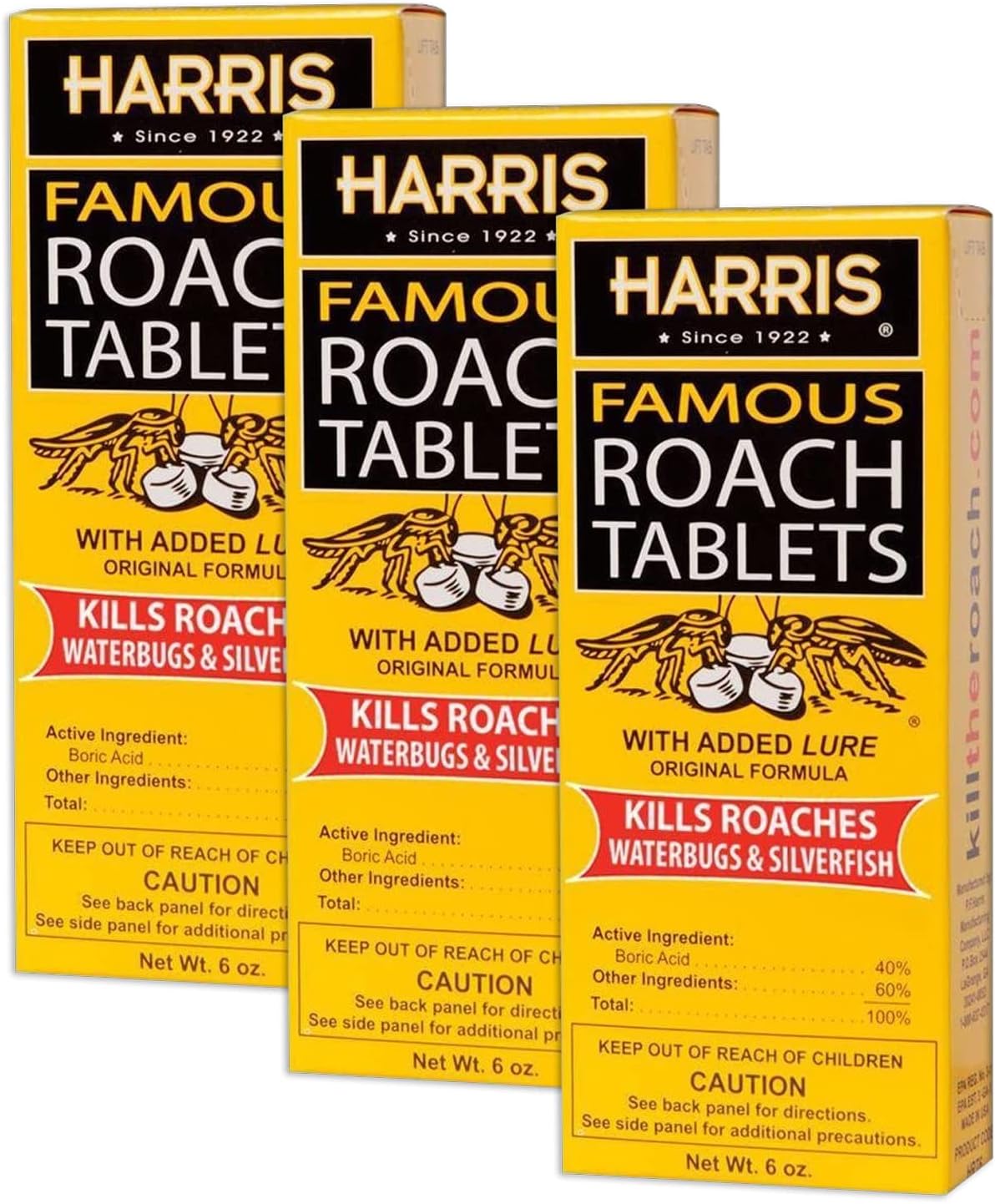 Roach & Silverfish Killer Tablets (6oz), 145+ Tablets Included, Treats a Minimum of 12 Rooms - 3 Packs Included