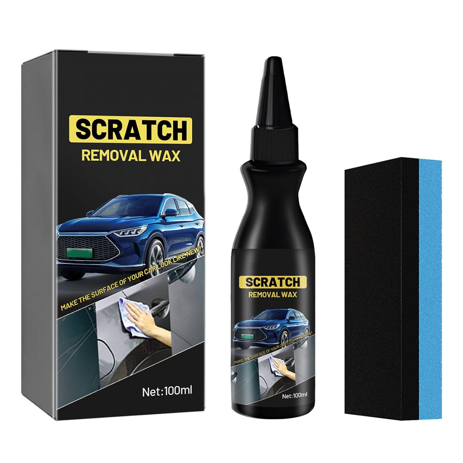 Car Scratch Remover Car Polish,Quickly Removes Deep Car Scratch,Car Scratch Repair Wax with Sponge,Car Paint Scratch Repair and Renew,Nano Auto Paint Restorer