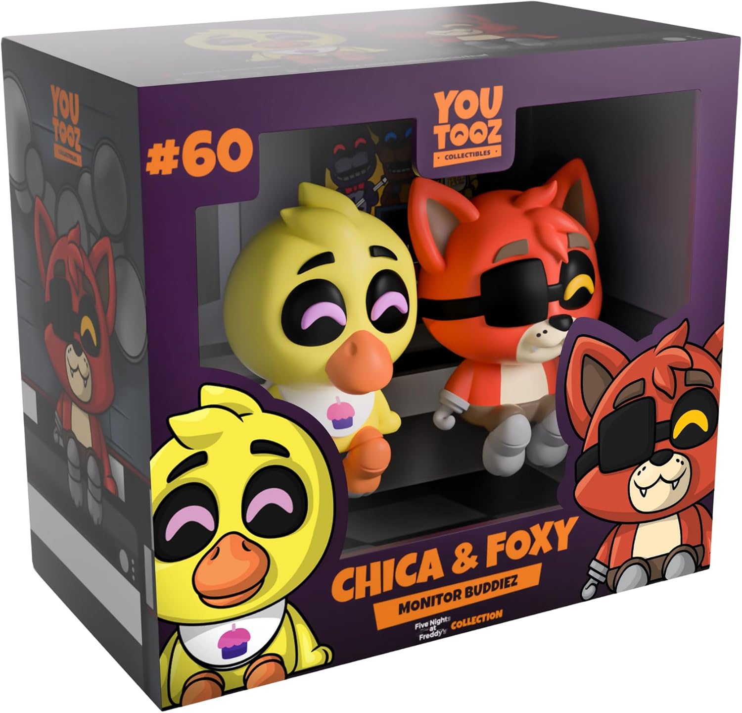 Youtooz FNAF Chica and Foxy Monitor Buddies - Five Nights at Freddy's Desk Decor - 2.5" Figures for Fans of Five Nights at Freddy's