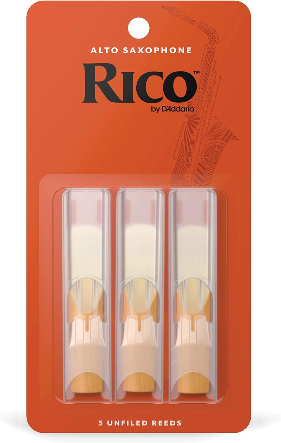 Rico RJA0320 Saxophone Reeds - Reeds for Alto Saxophone - Thinner Vamp Cut for Ease of Play, Traditional Blank for Clear Sound, Unfiled for Powerful Tone - Alto Sax Reeds 2 Strength, 3-Pack