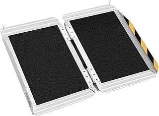 LIEKUMM Portable Wheelchair Ramp 2FT, 29.9" Wider Non-Slip Aluminum Folding Handicap Ramp, 600LBS Capacity Threshold Ramp, Folding Ramps for Home, Stairs, Doorways and Curbs