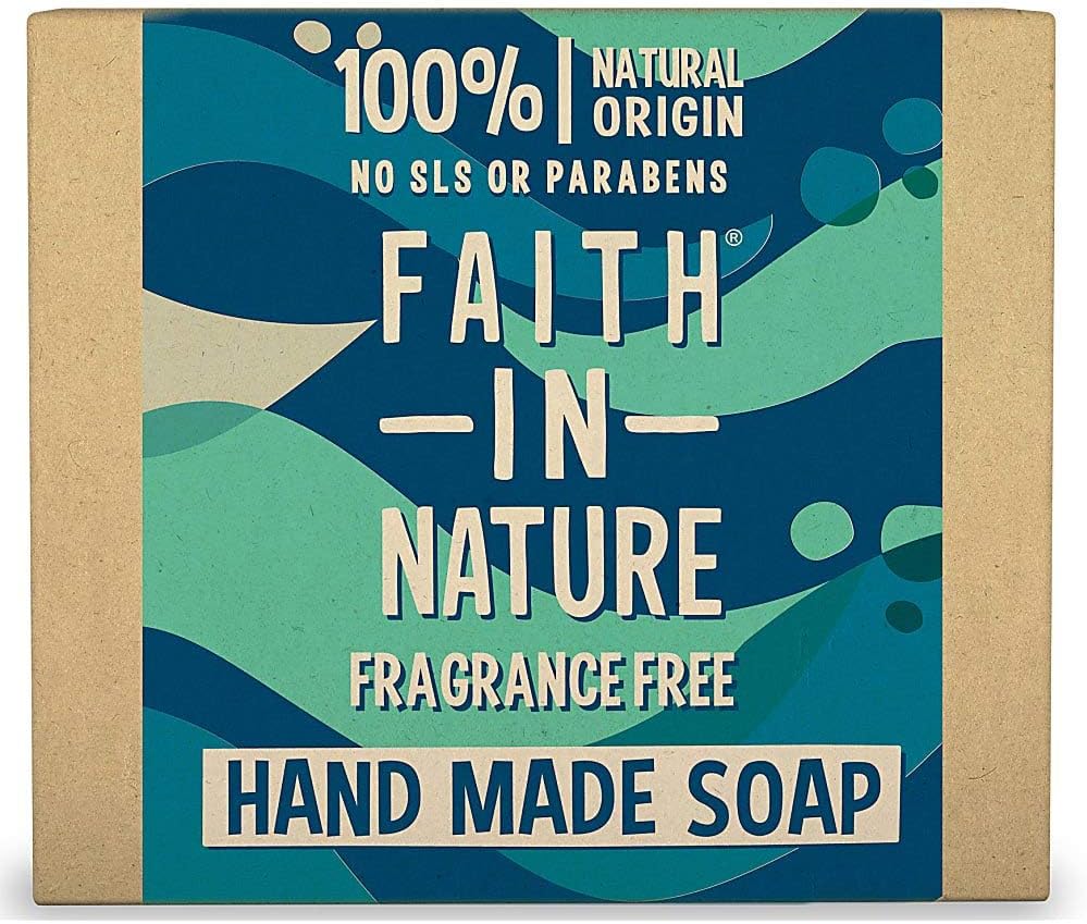 Faith In Nature Natural Fragrance Free Hand Soap Bar, Sensitive, Vegan and Cruelty Free, No SLS or Parabens, 100g