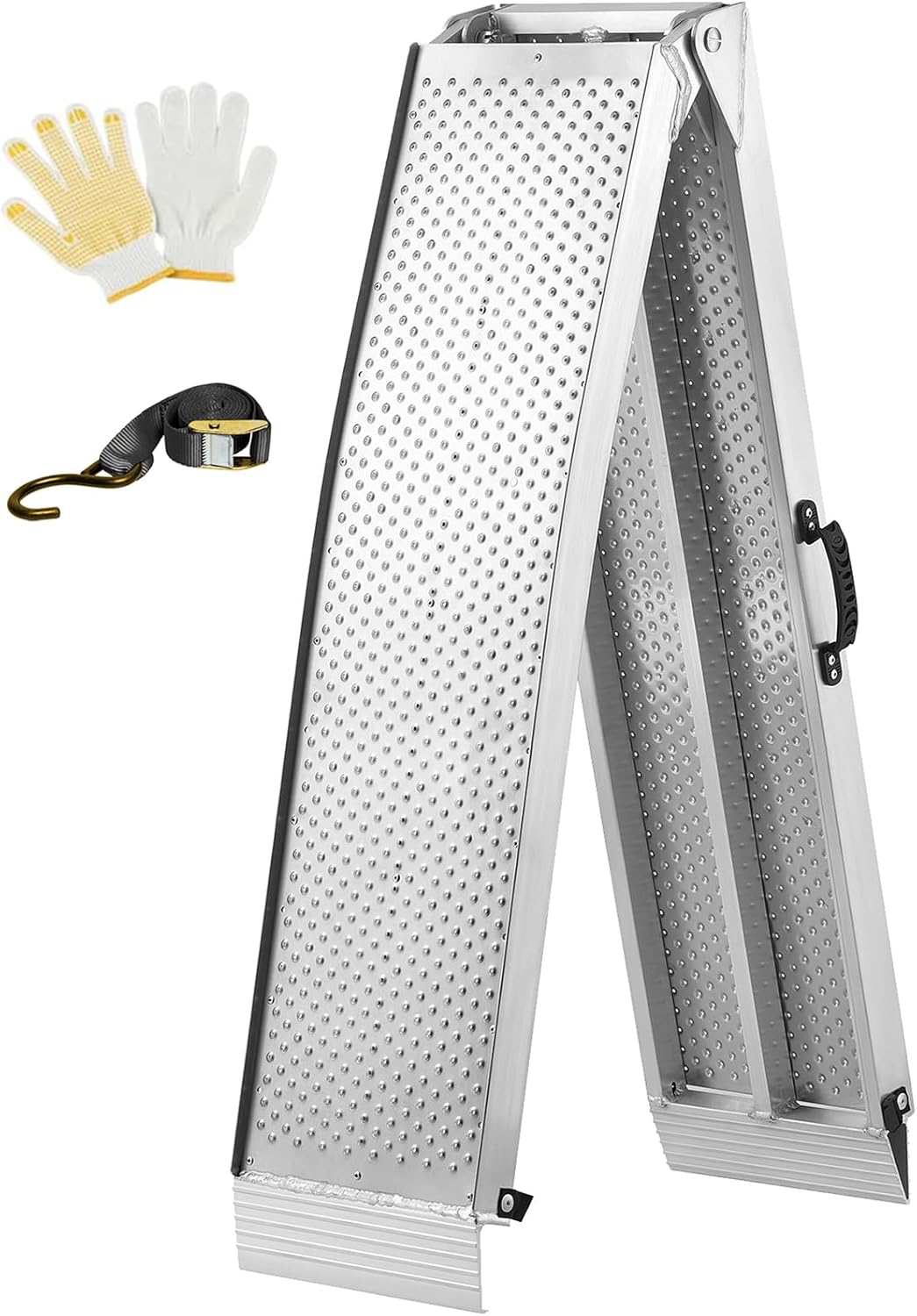 Foldable Loading Ramp, gardhom 228x30.5cm ATV Motorcycles Loading Ramp with 340KG/Pack Loading Capacity, Portable Folding Aluminum Ramps with Rubber Tipped Fingers for ATV UTV Trucks