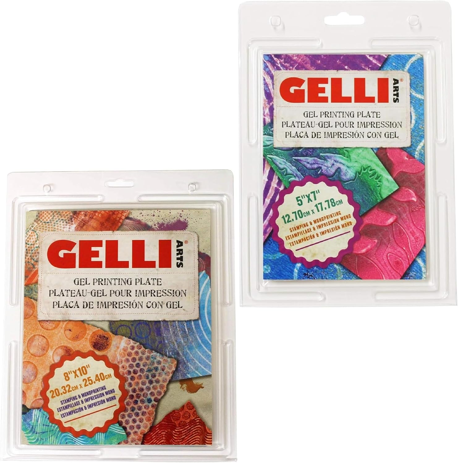 Gelli Arts Gel Printing Plate – 5" x 7" and 8" x 10", Reusable Printmaking Plate for Art, Clear Monoprinting Plate, Printing Tool for Arts and Crafts